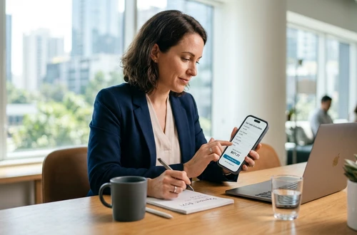 Meridian loan advisor reviewing documents with client